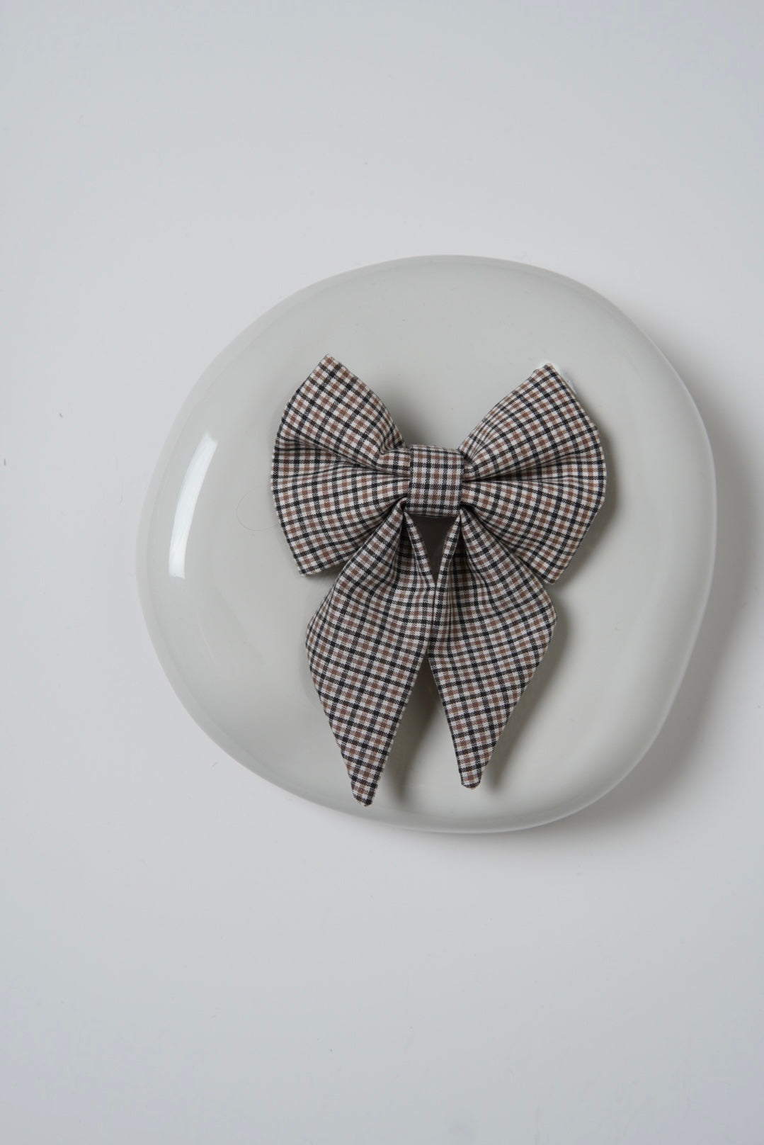 Brown checkered sailor bow