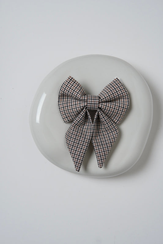 Brown checkered sailor bow