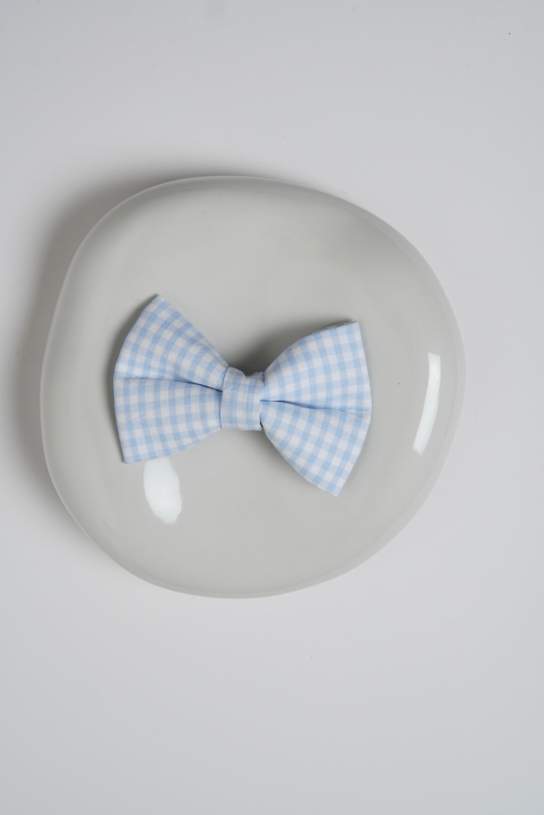 Checkered blue white dog bow tie