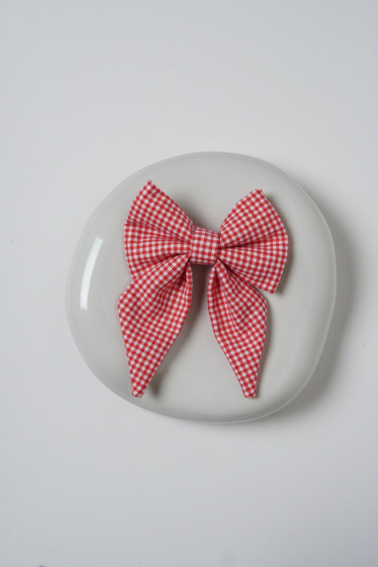 Red white checkered bow tie