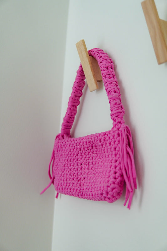 Crochet Bag - Pink Tassels